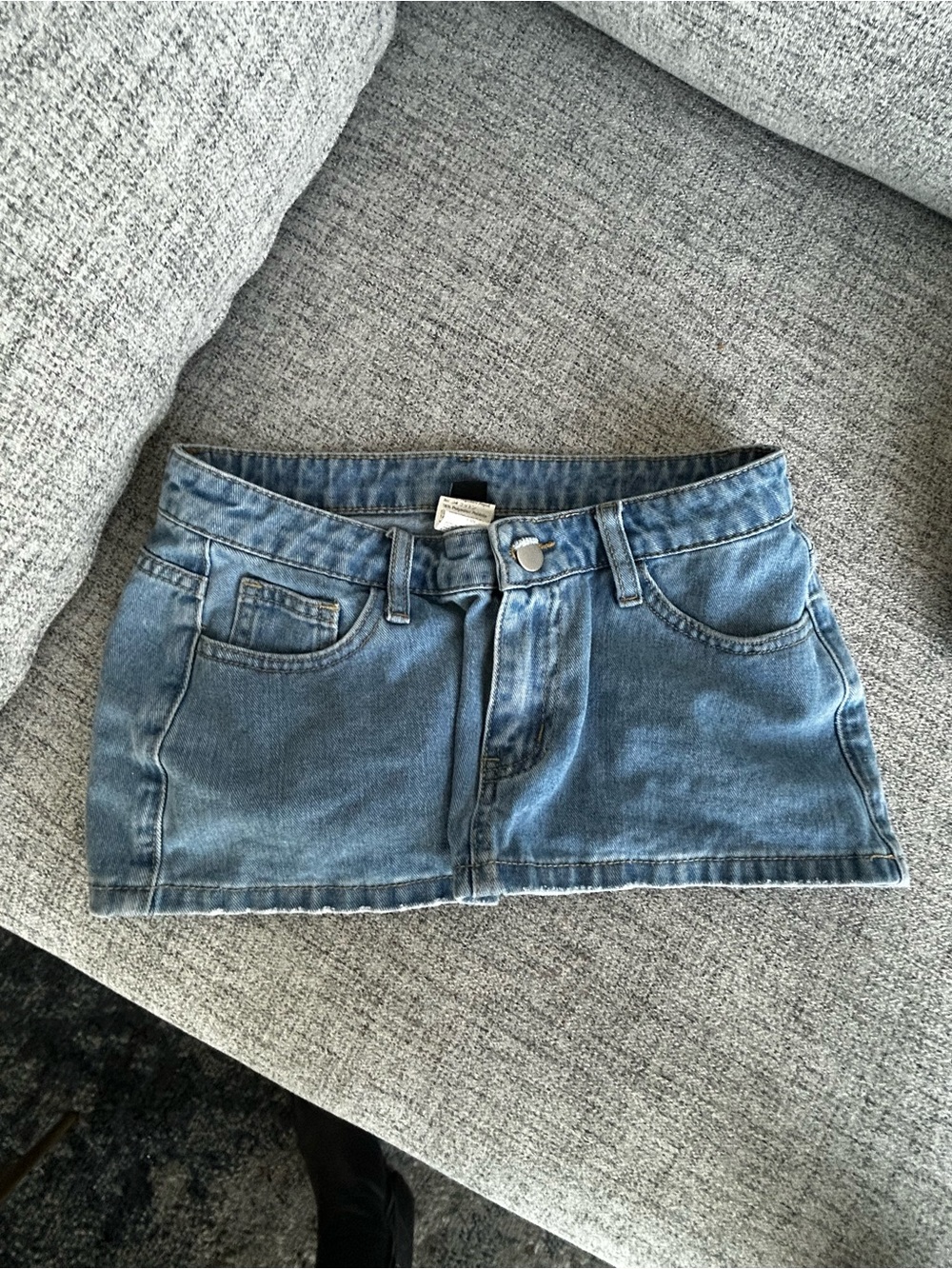 SHEIN Washed Blue Denim Mini Skirt